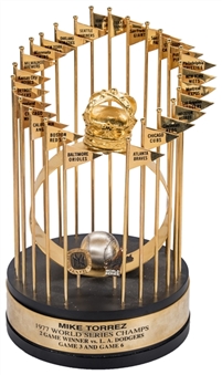 1977 New York Yankees World Series Trophy Presented To Mike Torrez